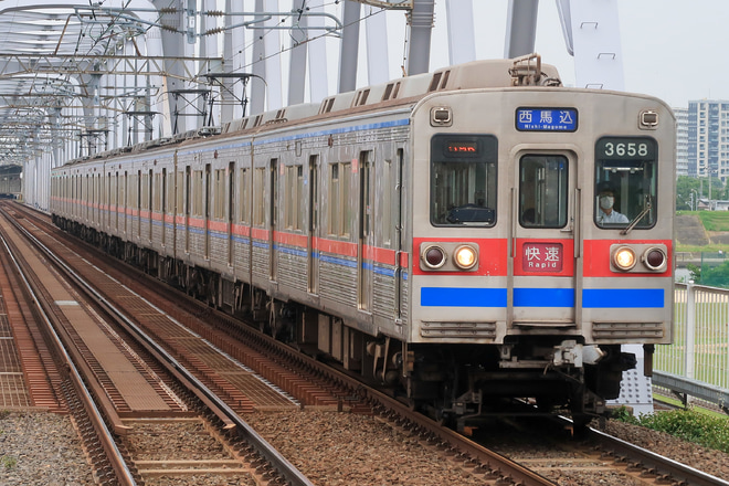 【京成】3600形8両編成の営業運転が一旦終了を江戸川駅で撮影した写真