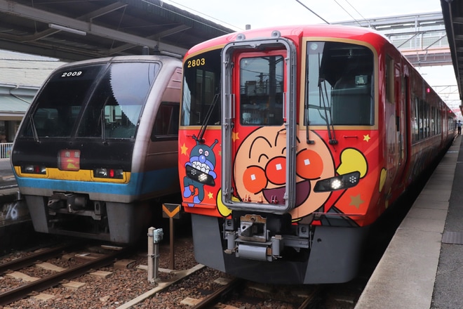 【JR四】あかいアンパンマン列車が高松へを多度津駅で撮影した写真