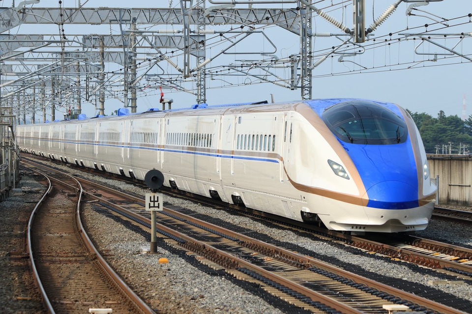 【JR東】E7系F3編成新幹線総合車両センター出場試運転の拡大写真