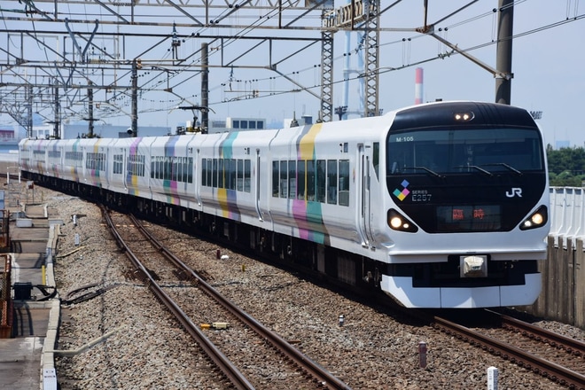 【JR東】E257系松本車を使用した臨時さざなみを葛西臨海公園駅で撮影した写真