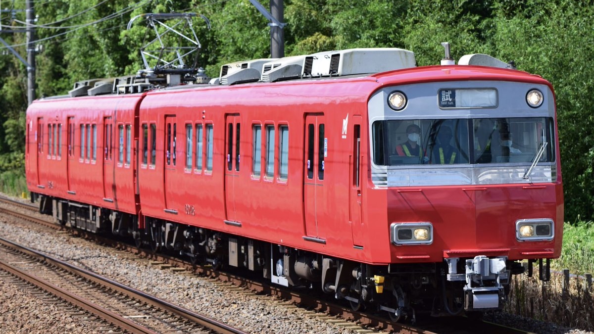 抹茶」色の名鉄列車、蒲郡線で運行開始 系統板デザインの