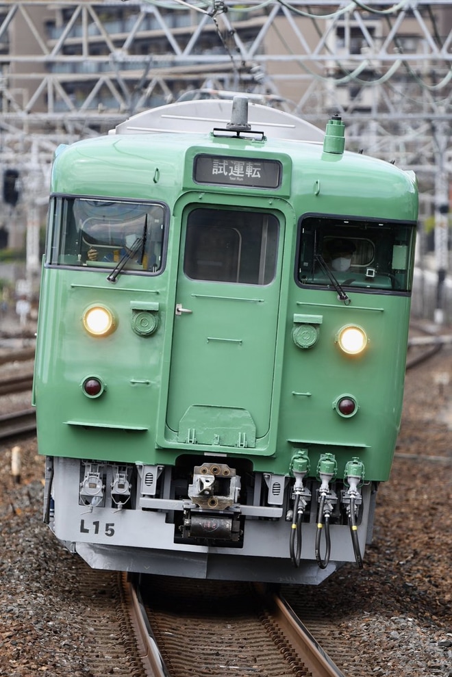 【JR西】113系L15編成吹田総合車両所出場試運転を不明で撮影した写真