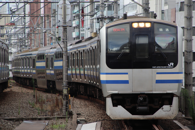 【JR東】E217系Y-19編成東京総合車両センター入場回送を恵比寿駅で撮影した写真