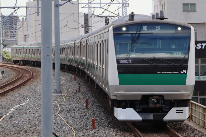 【JR東】E233系ハエ128編成東京総合車両センター出場回送を浦和駅で撮影した写真