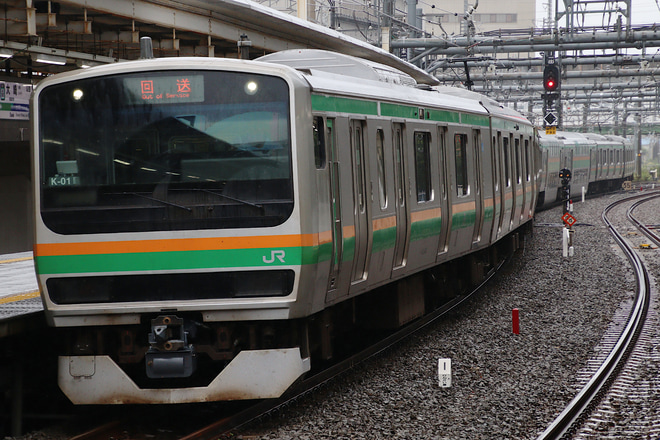 【JR東】E231系K-01編成東京総合車両センター出場回送を大崎駅で撮影した写真