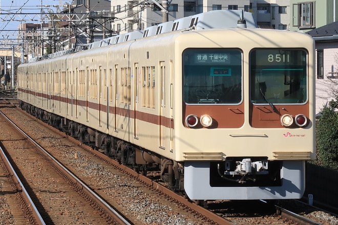【新京成】8000形8512編成 京成千葉線直通運用終了を西登戸駅で撮影した写真