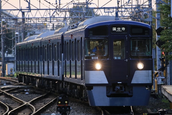 【西武】9000系9108Fが西武多摩湖線で営業運転開始を萩山駅で撮影した写真