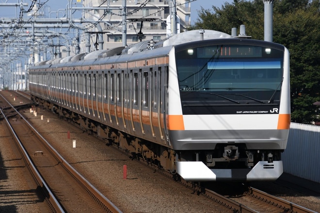 【JR東】E233系東京アドベンチャーラインラッピング編成中央線、八高線などへを武蔵境駅で撮影した写真