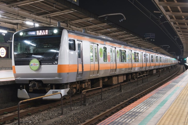 【JR東】E233系東京アドベンチャーラインラッピング編成中央線、八高線などへを阿佐ヶ谷駅で撮影した写真