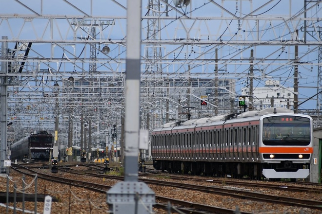 【JR東】E231系元マト118編成が武蔵野線転用工事を終えて構内試運転を長野総合車両センター付近で撮影した写真