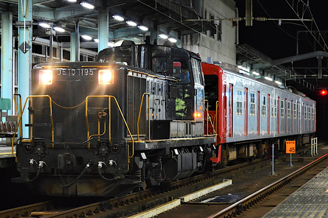 【JR九】103系1500番台E14編成 車輪転削配給を唐津駅で撮影した写真
