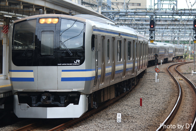 【JR東】E217系クラY-38編成 東京総合車両センター出場を大崎駅で撮影した写真