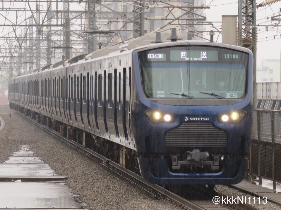 【相鉄】12000系12104F(12104×10)が板橋駅電留線から川越車両センターへの拡大写真