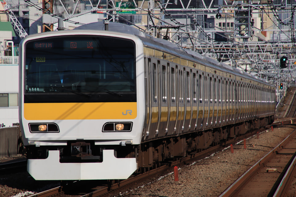 【JR東】E231系ミツA508編成東京総合車両センター出場回送の拡大写真