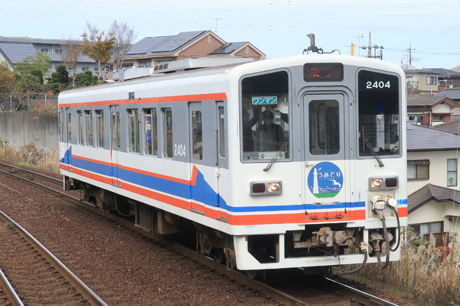 【関鉄】「電車を止めるな!」特別企画として銚子電鉄「うみどり」ヘッドマーク掲出を西取手駅で撮影した写真