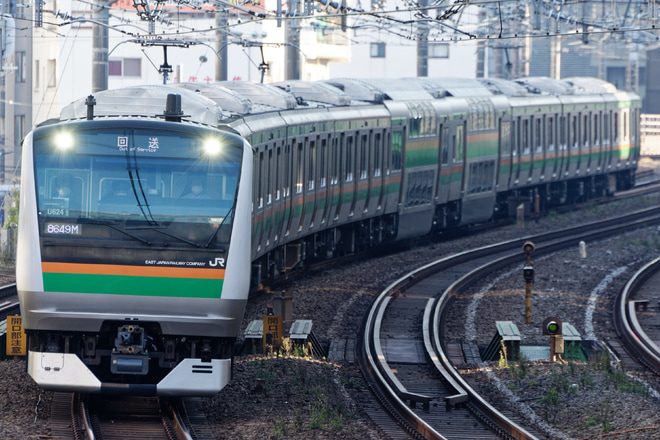 【JR東】E233系U624編成 東京総合車両センター出場を恵比寿～渋谷間で撮影した写真
