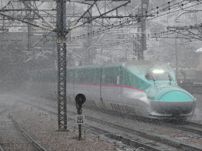 【JR東】E5系U28編成による検測を越後湯沢駅で撮影した写真