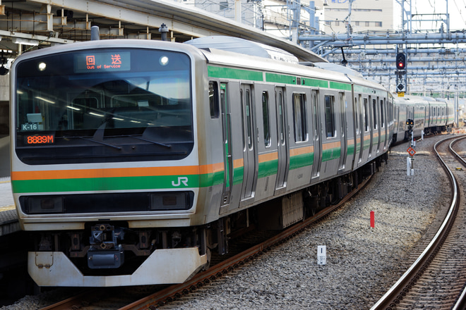 【JR東】E231系K-16編成東京総合車両センター出場を大崎駅で撮影した写真