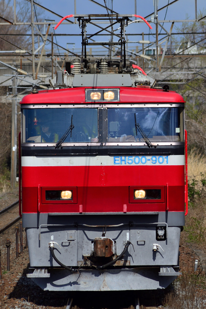 【JR貨】EH500-901本線試運転を 国府多賀城駅で撮影した写真