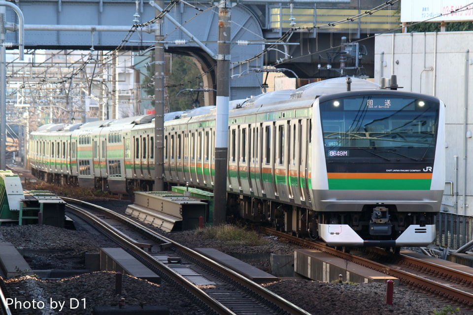 【JR東】E233系ヤマU629編成 東京総合車両センター出場の拡大写真