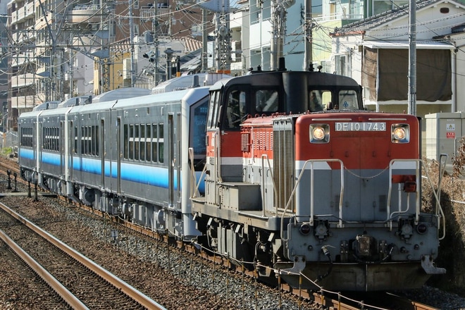 【JR東】GV-E400(GV-E401-20+GV-E402-20+GV-E400-15/16)甲種輸送を甲南山手駅で撮影した写真