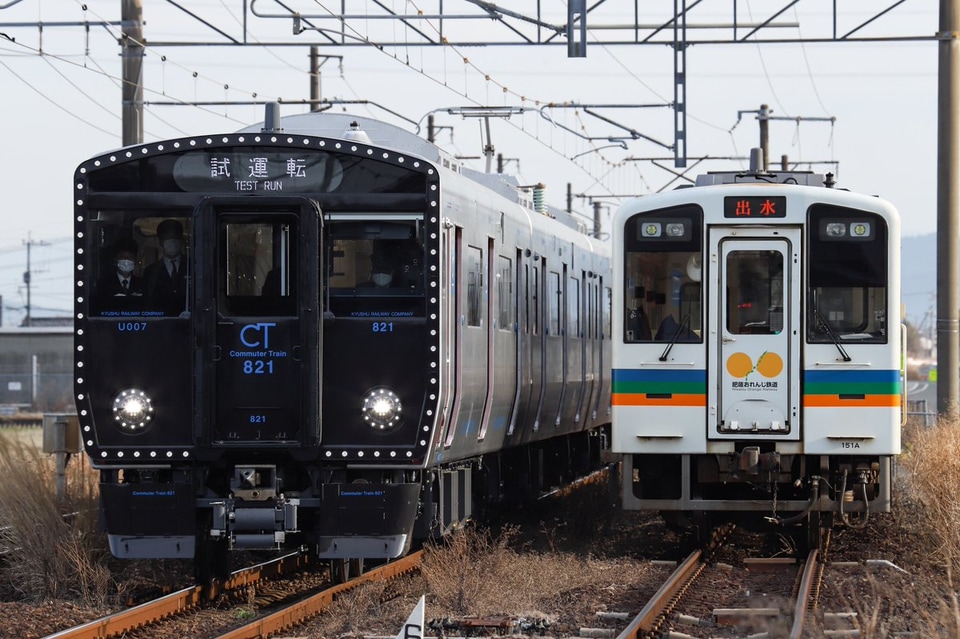 【JR九】821系U007編成熊本地区で試運転の拡大写真