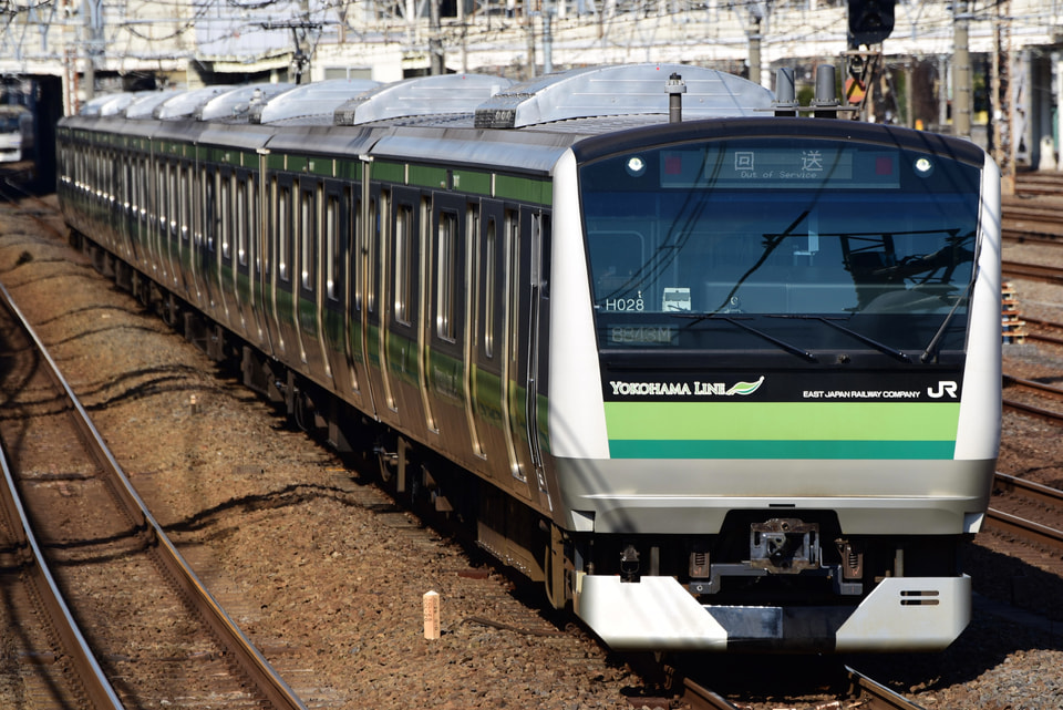  【JR東】E233系H028編成東京総合車両センター出場回送の拡大写真