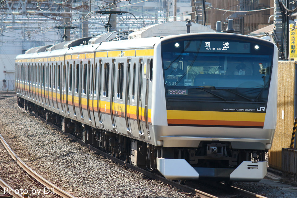 【JR東】E233系ナハN31編成車輪転削を終え回送の拡大写真