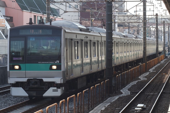 【JR東】E233系マト3編成 東京総合車両センター出場を綾瀬駅で撮影した写真