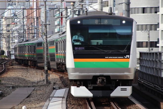 【JR東】E233系ヤマU630編成 東京総合車両センター入場回送を恵比寿駅で撮影した写真