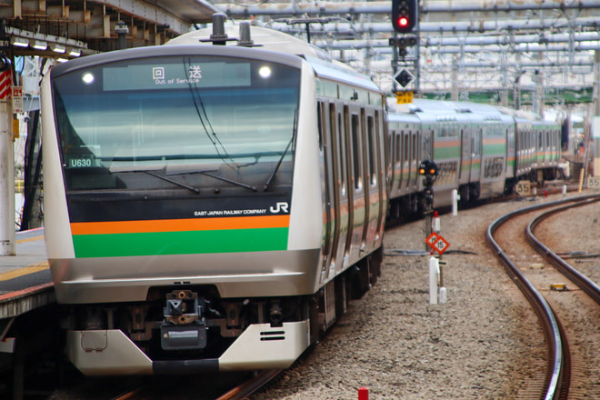 【JR東】E233系ヤマU630編成東京総合車両センター出場回送を大崎駅で撮影した写真