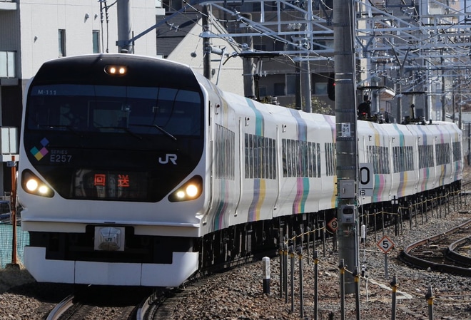 【JR東】E257系M-111編成が長野総合車両センターへを松本〜田沢間で撮影した写真