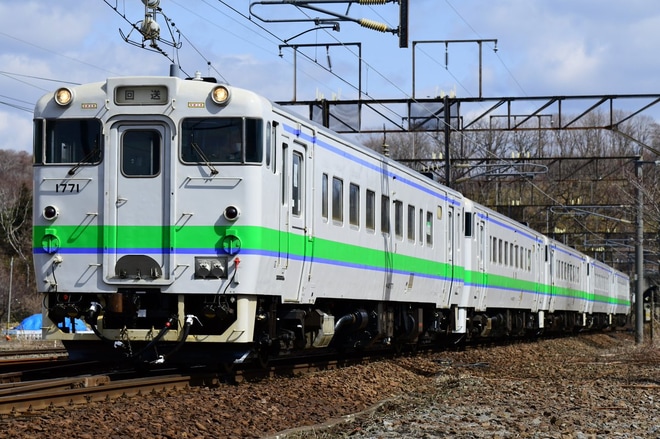 【JR北】キハ40形5両函館運輸所へ転属回送を不明で撮影した写真