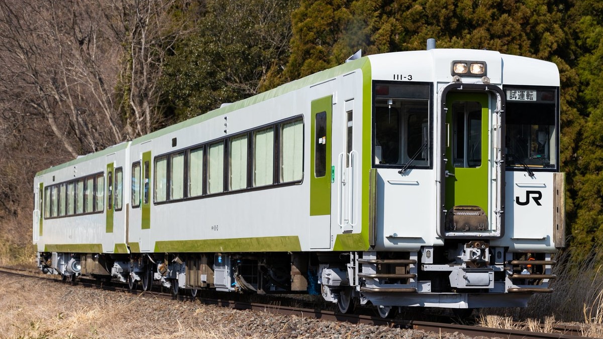 JR東】キハ111-3+キハ112-3郡山総合車両センター出場試運転と小牛田