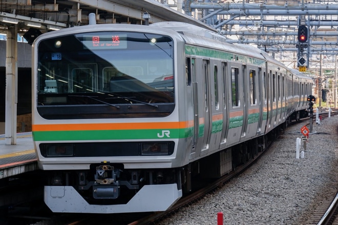 【JR東】E231系U18編成東京総合車両センター出場回送を大崎駅で撮影した写真