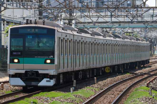 【JR東】E233系マト9編成常磐緩行線試運転を柏駅で撮影した写真