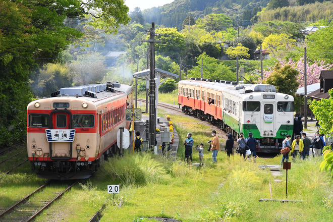 【小湊】キハ40デビュー記念　急行『さと山号』が運転されるを上総中野駅で撮影した写真