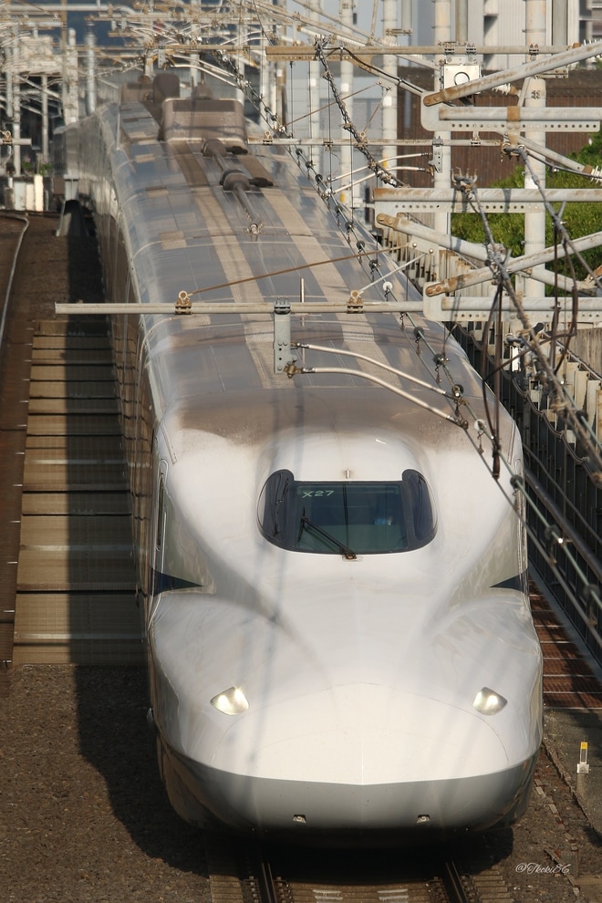 【JR海】N700A(スモールA)X27編成が浜松工場へ廃車回送を京都〜米原間で撮影した写真