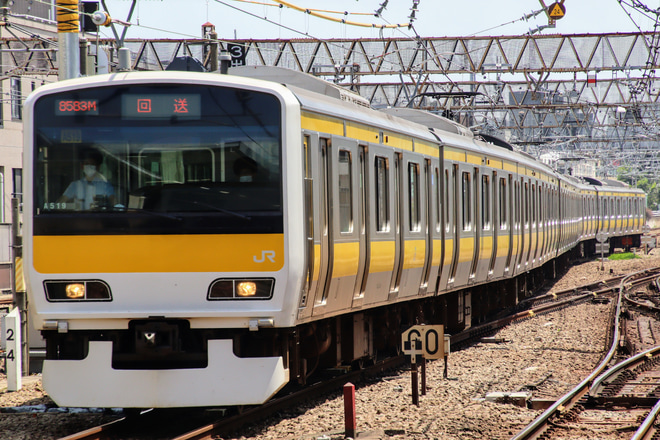 【JR東】E231系500番台ミツA519編成車輪転削に伴う回送を三鷹駅で撮影した写真