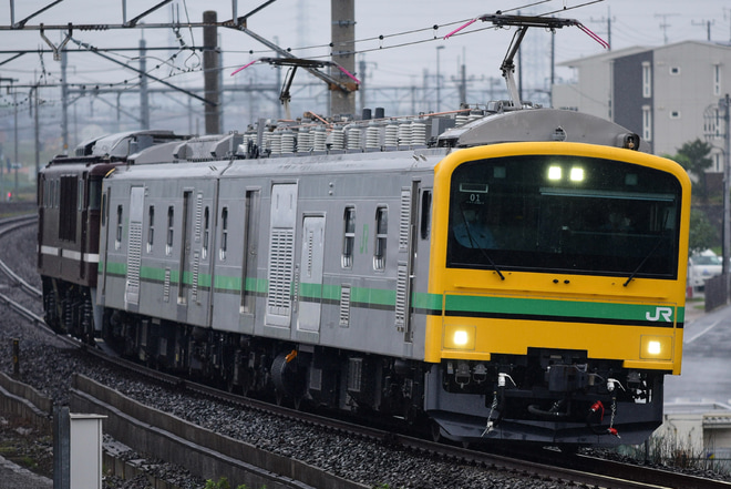 【JR東】E493系オク01編成とEF64-1052が中央線方面へを吉川駅で撮影した写真