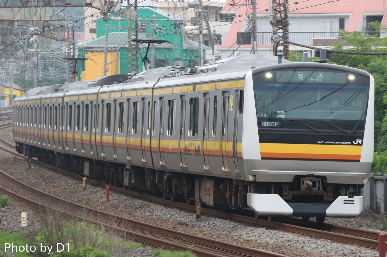 【JR東】E233系ナハN4編成車輪転削を終え回送の拡大写真