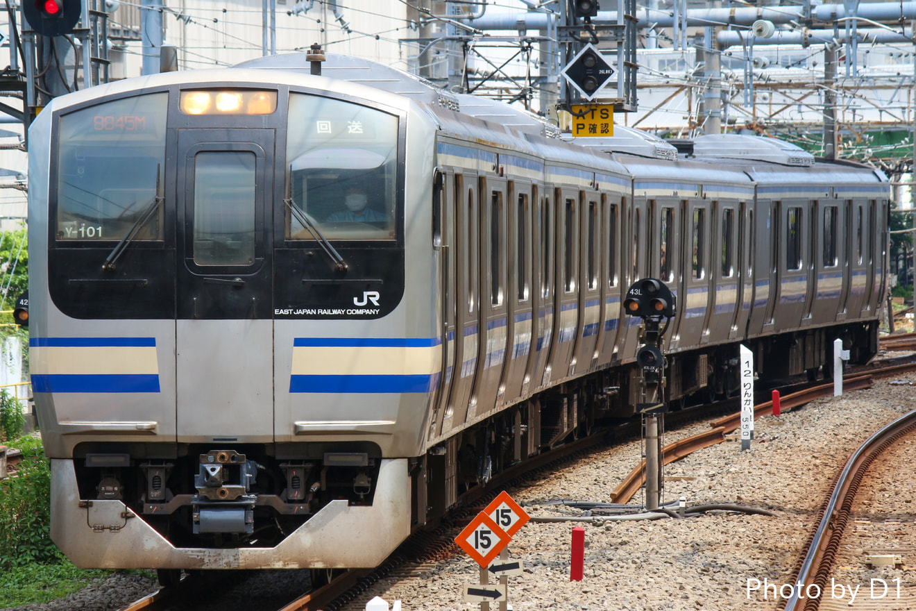 【JR東】E217系クラY-101編成東京総合車両センター出場回送の拡大写真