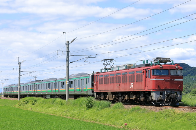 【JR東】E231系S-15編成秋田総合車両センターへ配給輸送を不明で撮影した写真