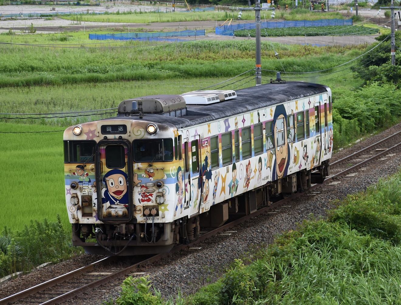 【JR西】キハ40-2090(忍者ハットリくん列車）後藤総合車両所入場回送の拡大写真