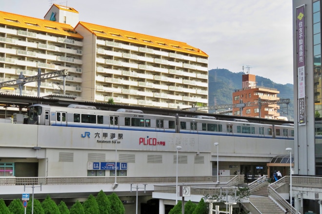 【JR西】225系HF419編成網干総合車両所入場回送を六甲道駅付近で撮影した写真