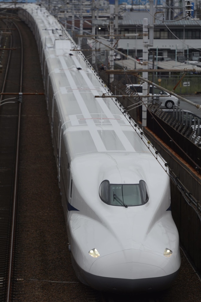 【JR海】N700A(スモールA) X34編成浜松工場出場試運転を名古屋〜三河安城間で撮影した写真