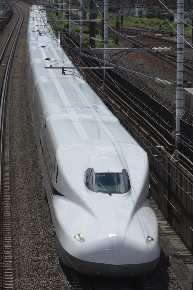 【JR海】N700A(スモールA) X34編成浜松工場出場試運転を三河安城〜名古屋間で撮影した写真