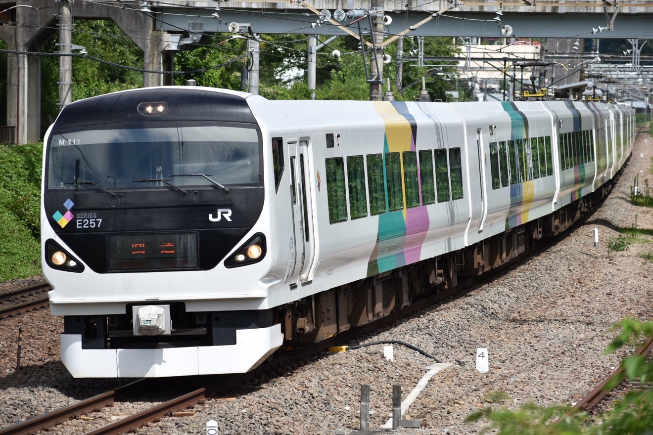 【JR東】E257系M-111編成が松本車両センターへの拡大写真