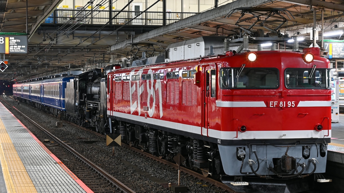 JR東】EF81-95牽引でSL 東北 DC 陸羽東線号のD51送り込み配給輸送 |2nd