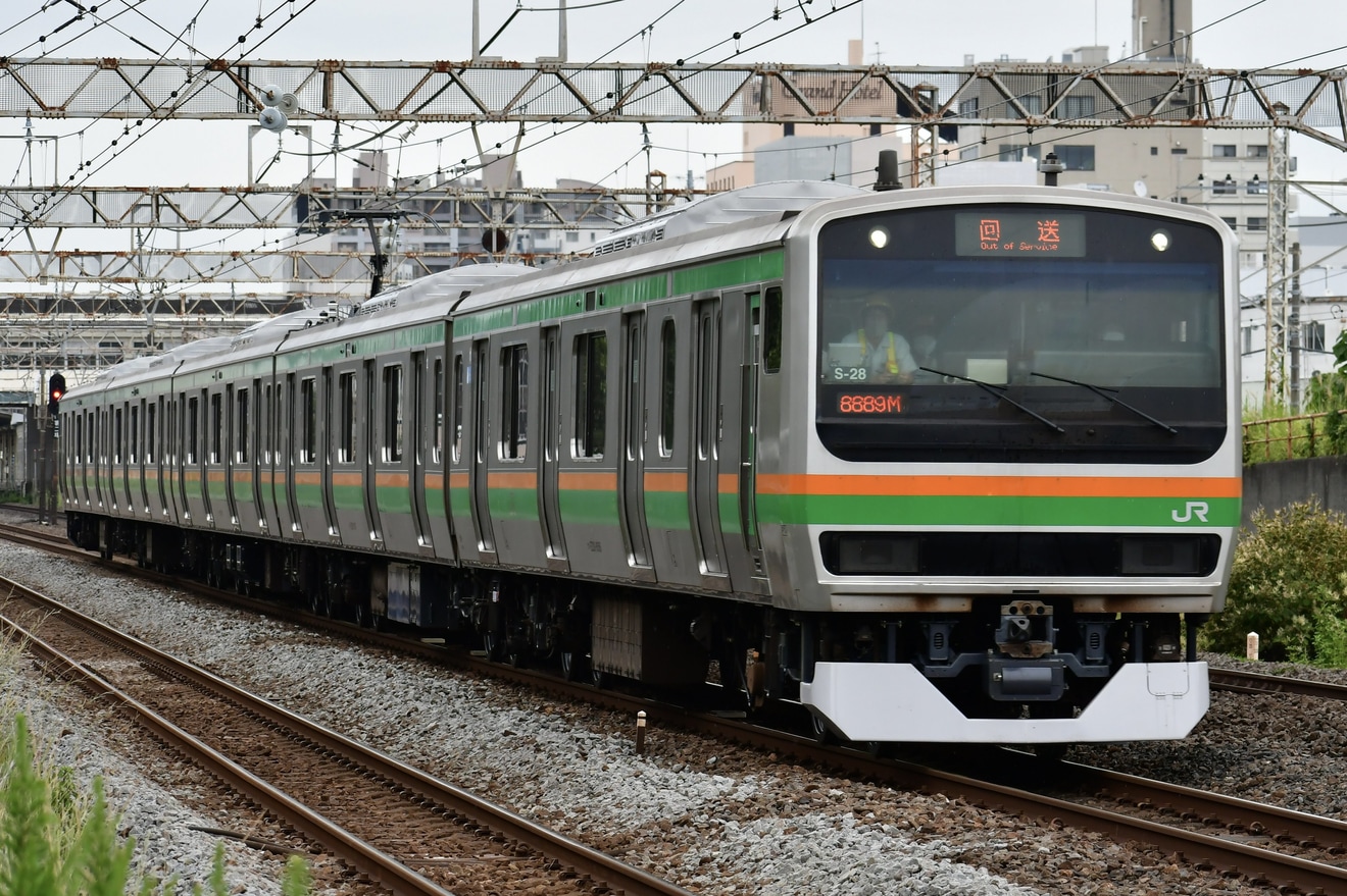 【JR東】E231系S-28編成東京総合車両センター機器更新工事出場回送の拡大写真
